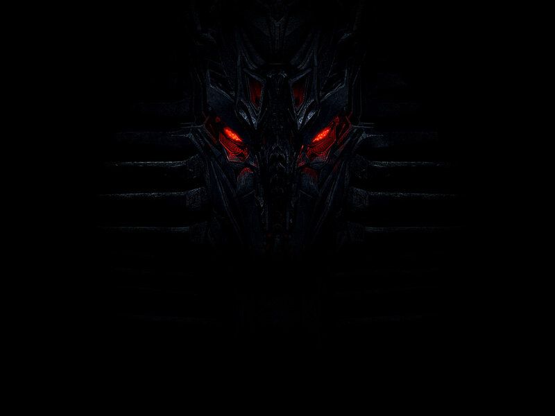 dark robotic face with glowing eyes