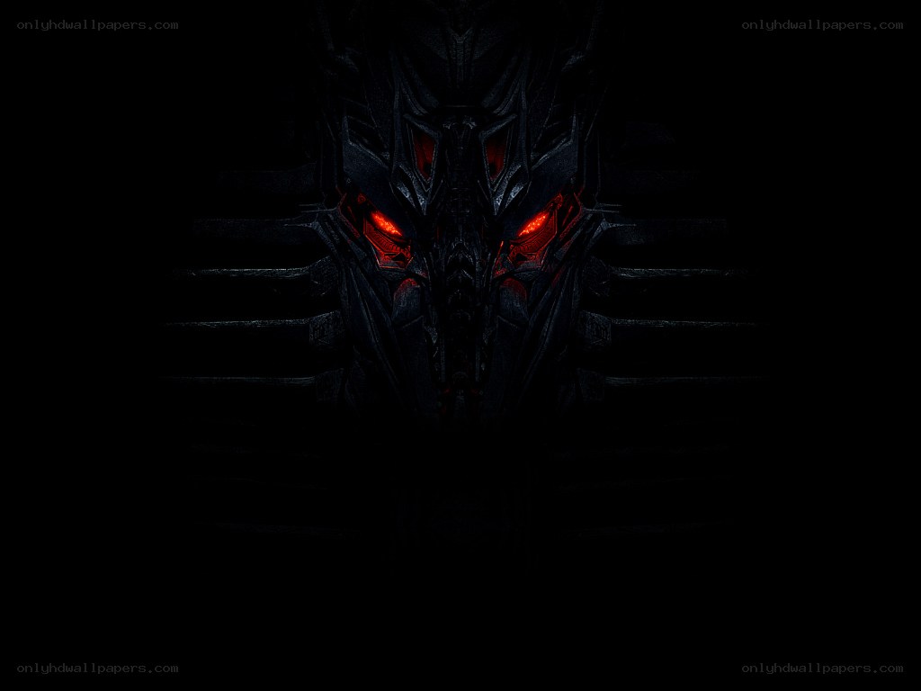 dark robotic face with glowing eyes