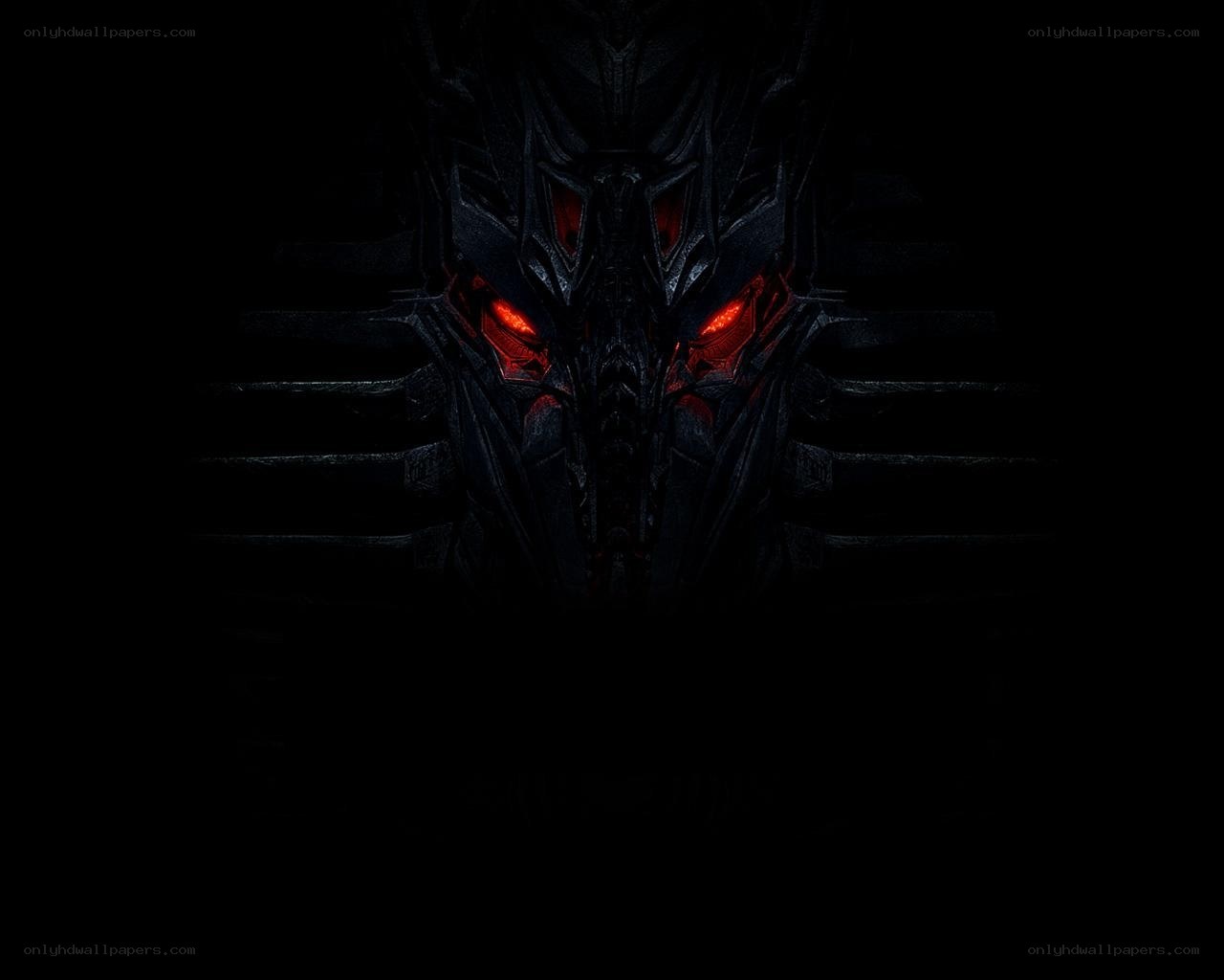 dark robotic face with glowing eyes