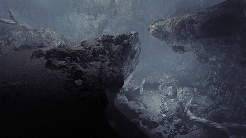 dark rocky cave interior