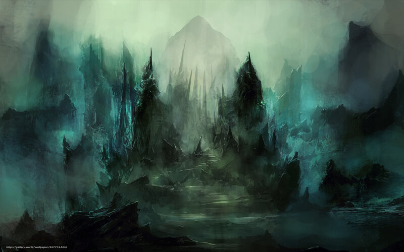 Dark Rocky Landscape — Green, Dramatic