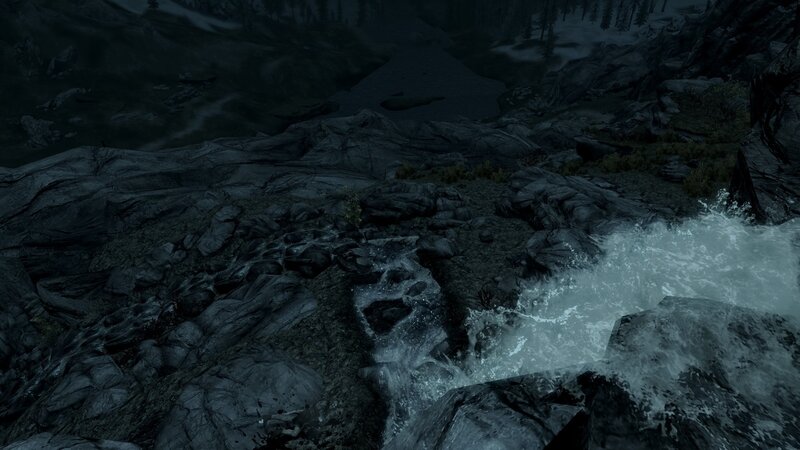 dark rocky river landscape