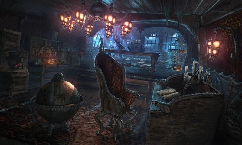 Dark Room with Chair and Globe
