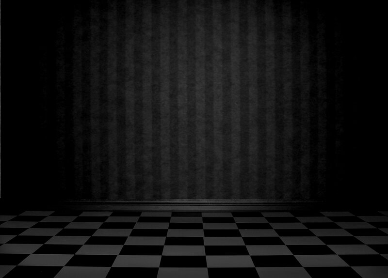 dark room with checkered floor