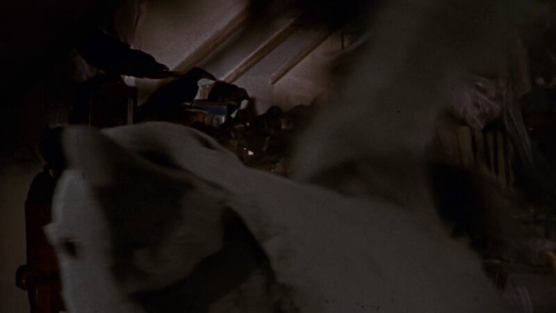 dark room with debris