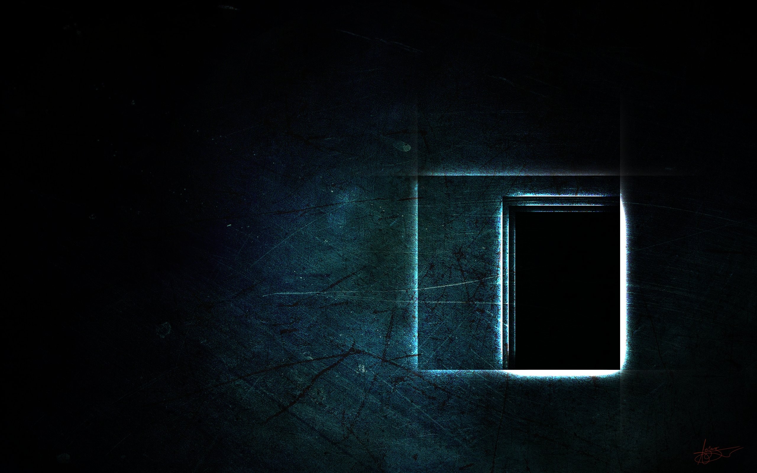 dark room with glowing window