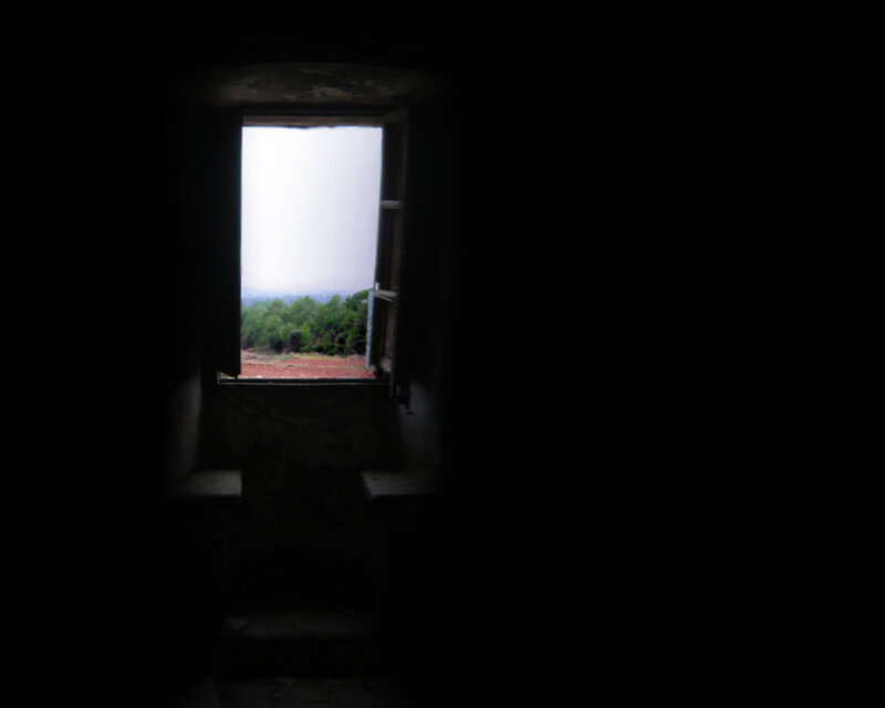 dark room with open window