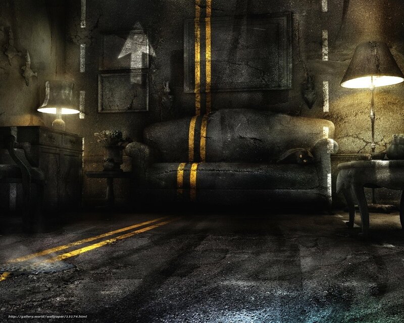 dark room with road lines