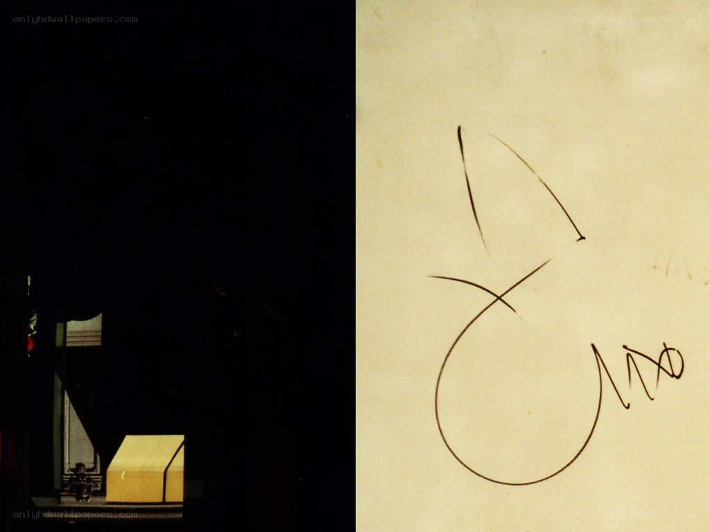 Dark room with signature