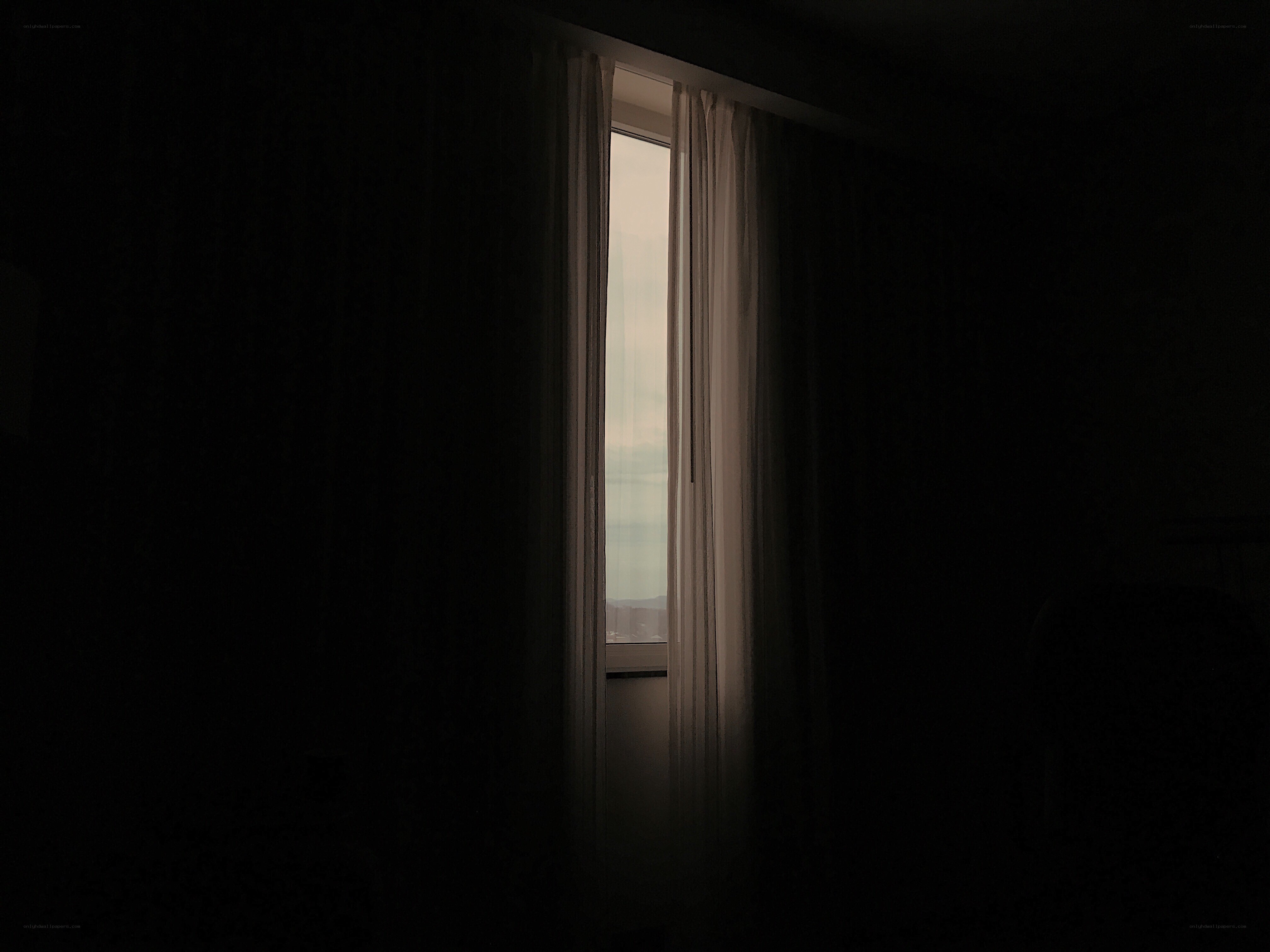 dark room with window light
