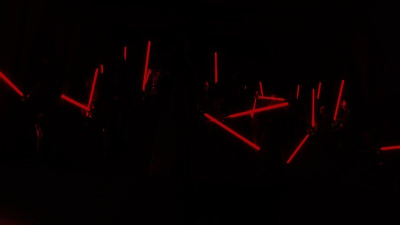 dark scene with red lightsabers
