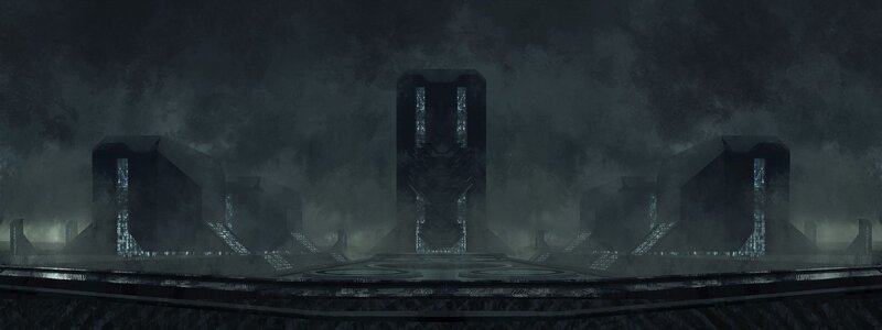 dark sci-fi cityscape
