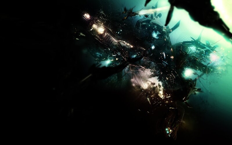 dark sci-fi mechanical scene