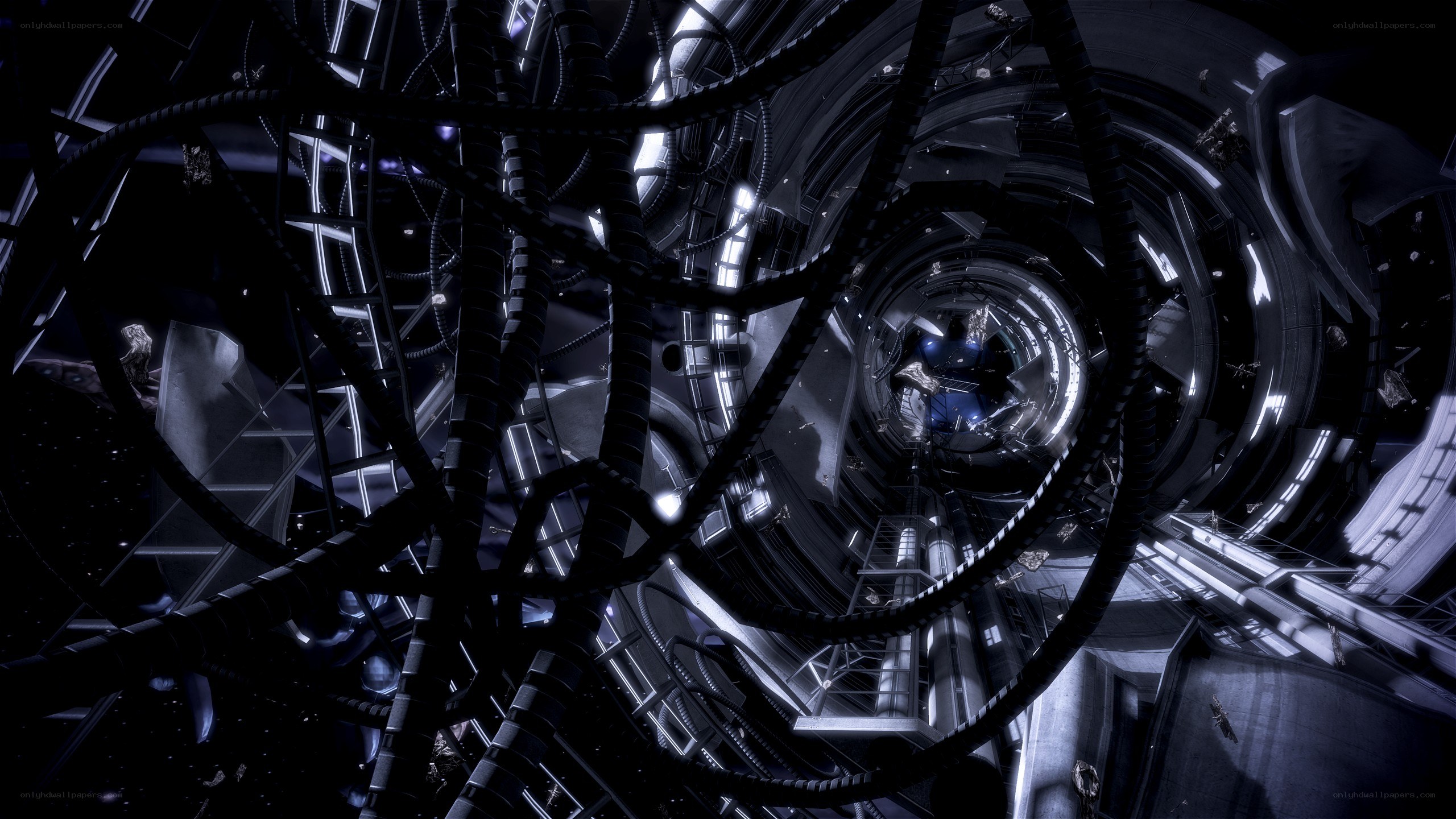dark sci-fi tunnel interior