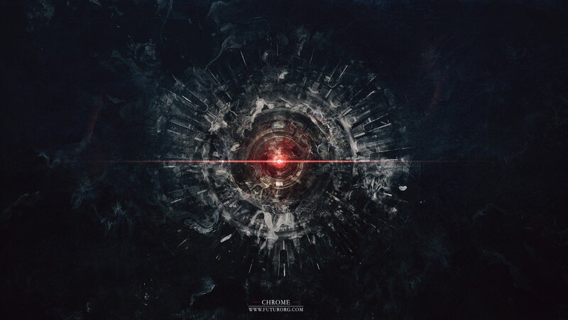 dark sci-fi tunnel with red laser