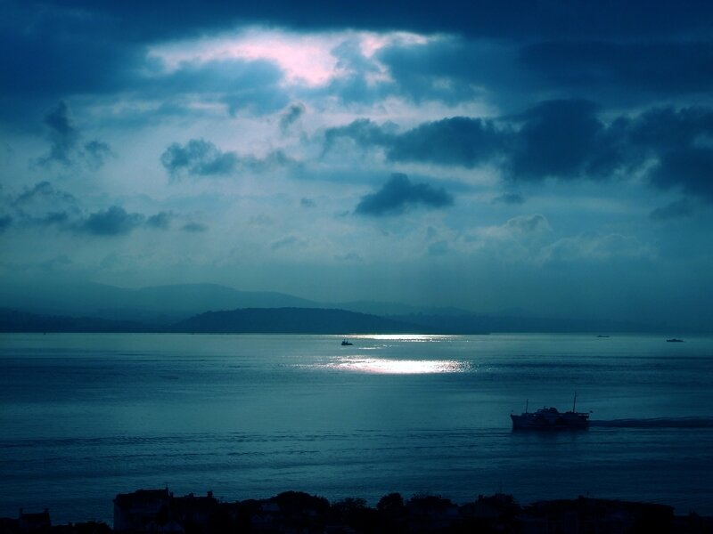 dark sea at twilight
