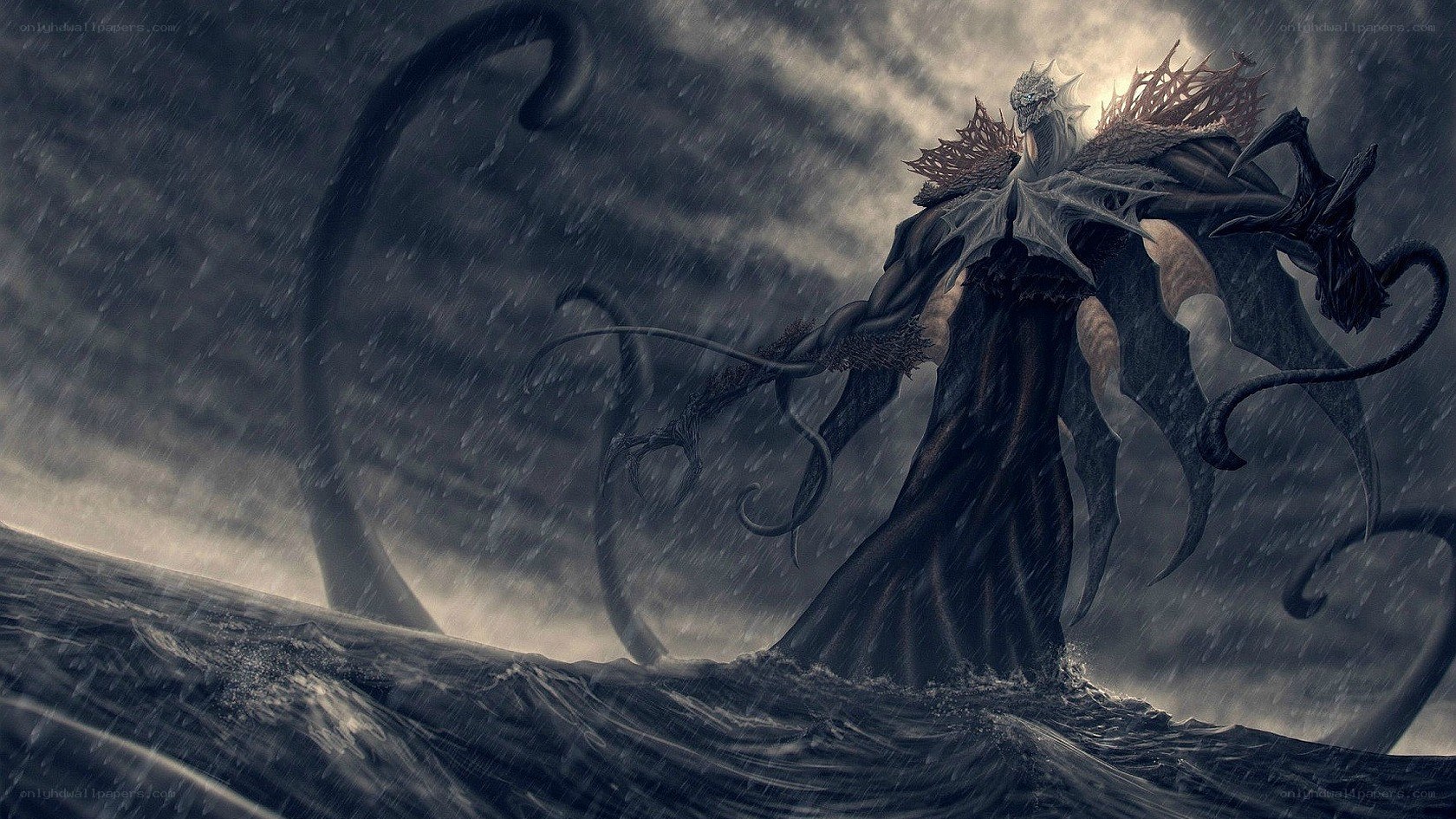 Dark sea monster in storm