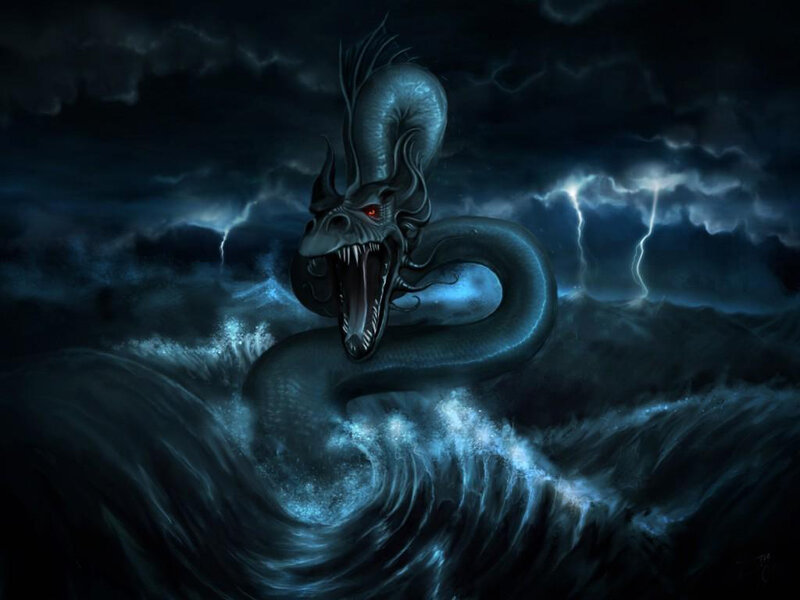 Dark Sea Serpent — Blue, Dramatic
