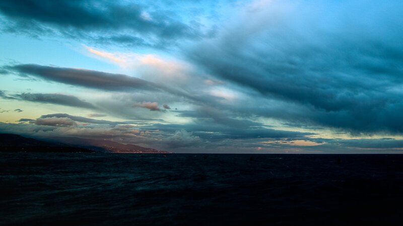 Dark Sea under Stormy Sky — Blue