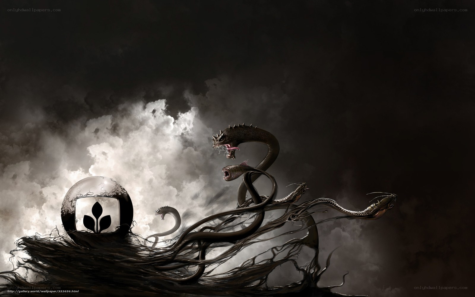 Dark serpent with logo sphere
