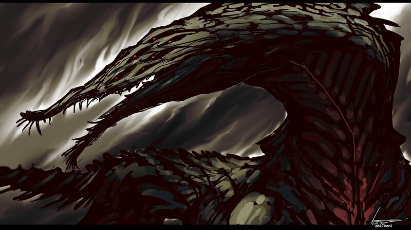 Dark Serpentine Creature — Black