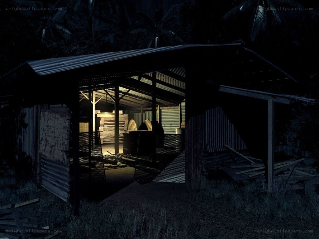 dark shed at night