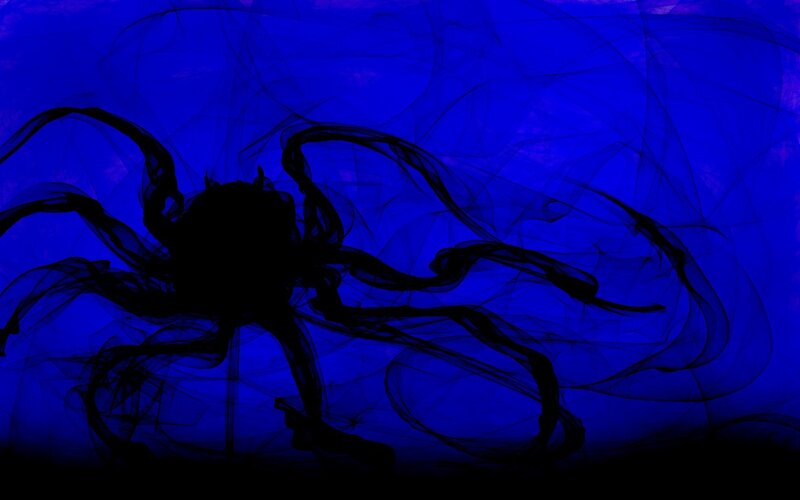 dark silhouette on blue background