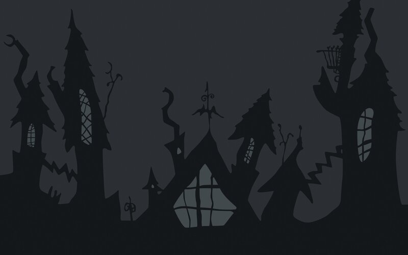 dark silhouette village