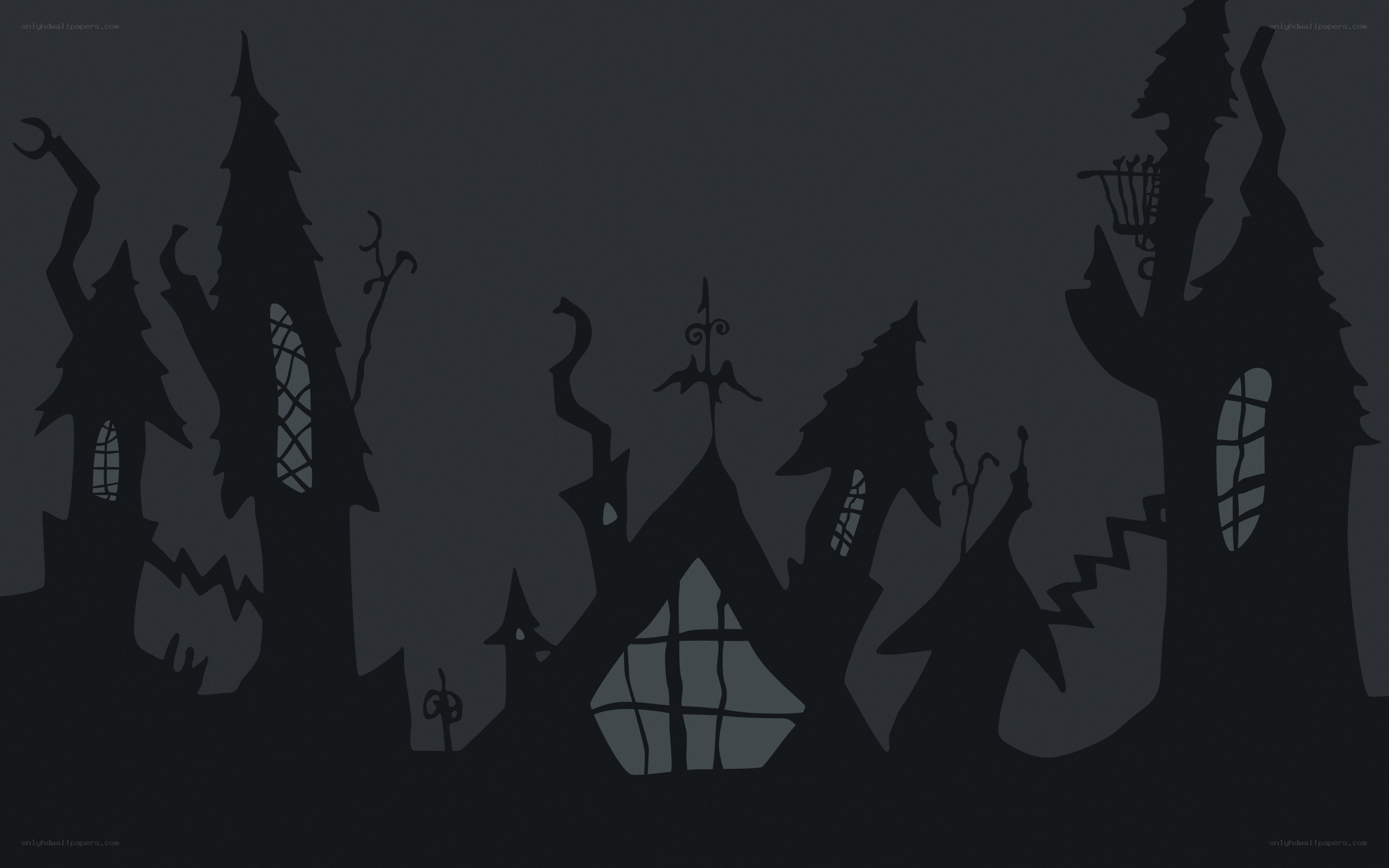 dark silhouette village