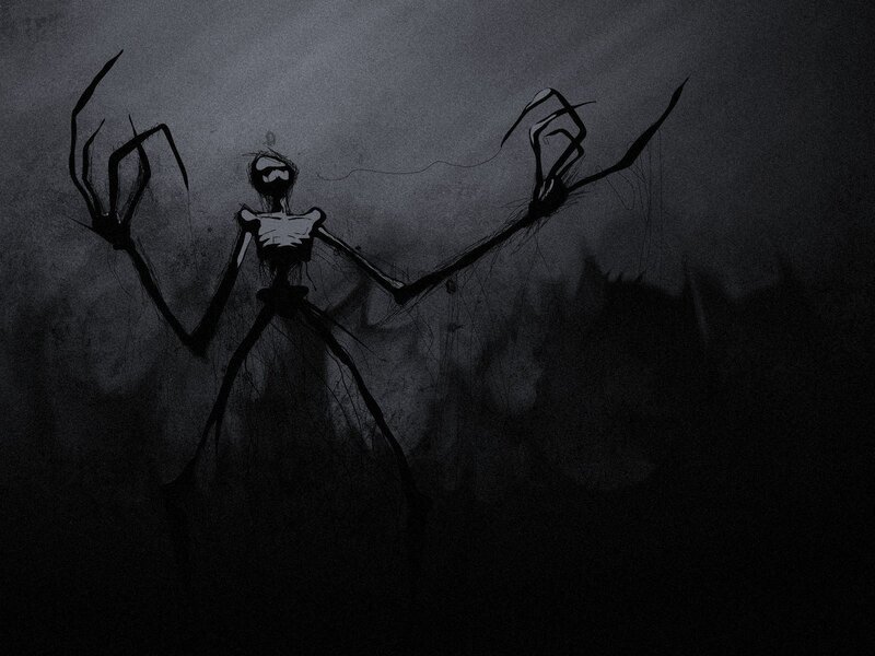 dark skeletal figure with claws