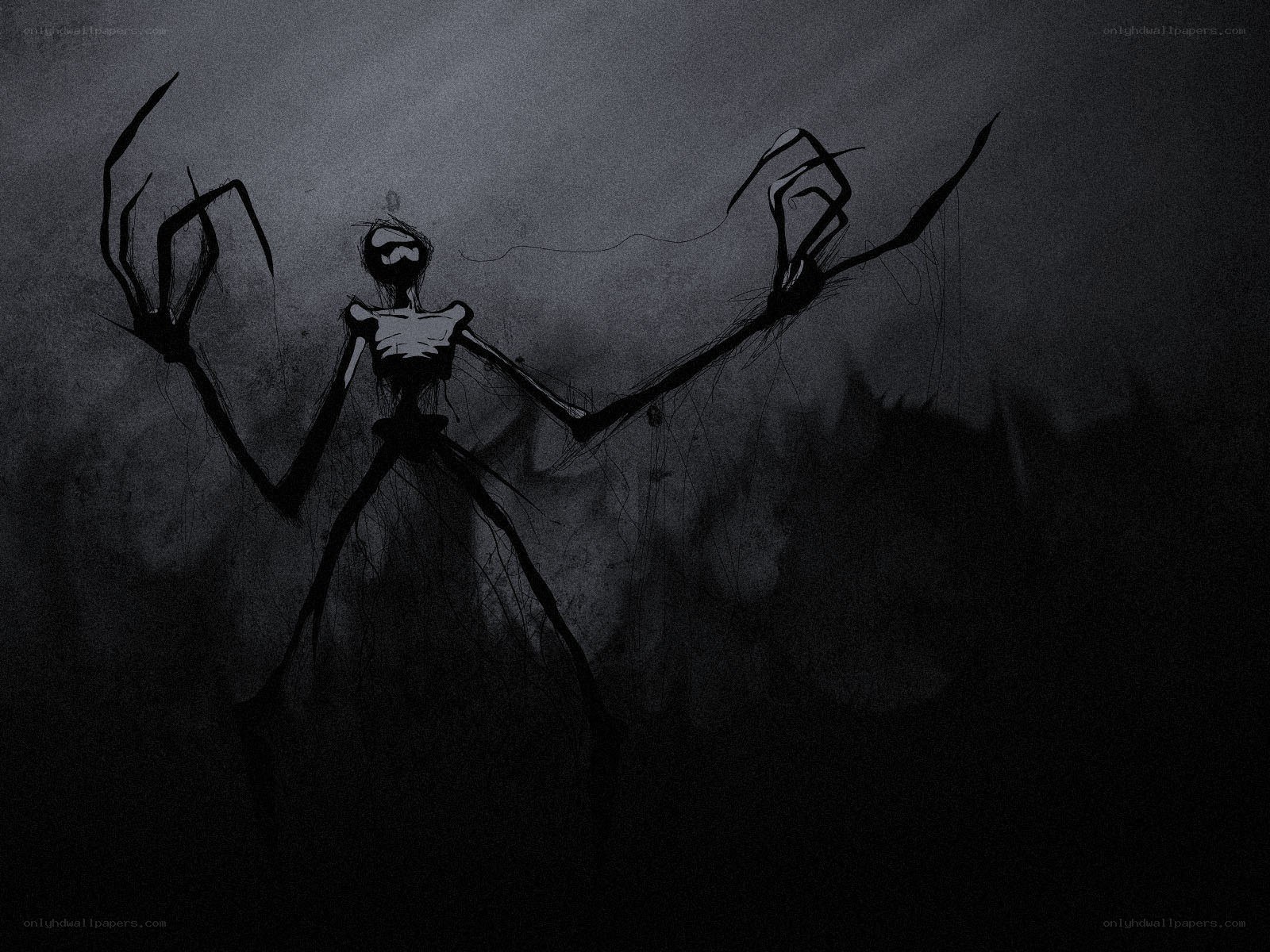 dark skeletal figure with claws