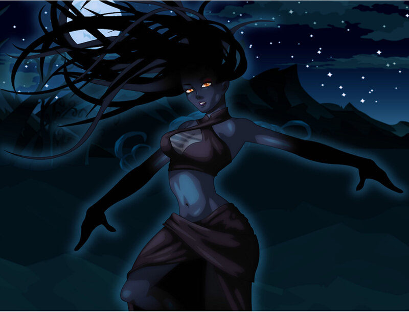 Dark-skinned Woman with Glowing Eyes
