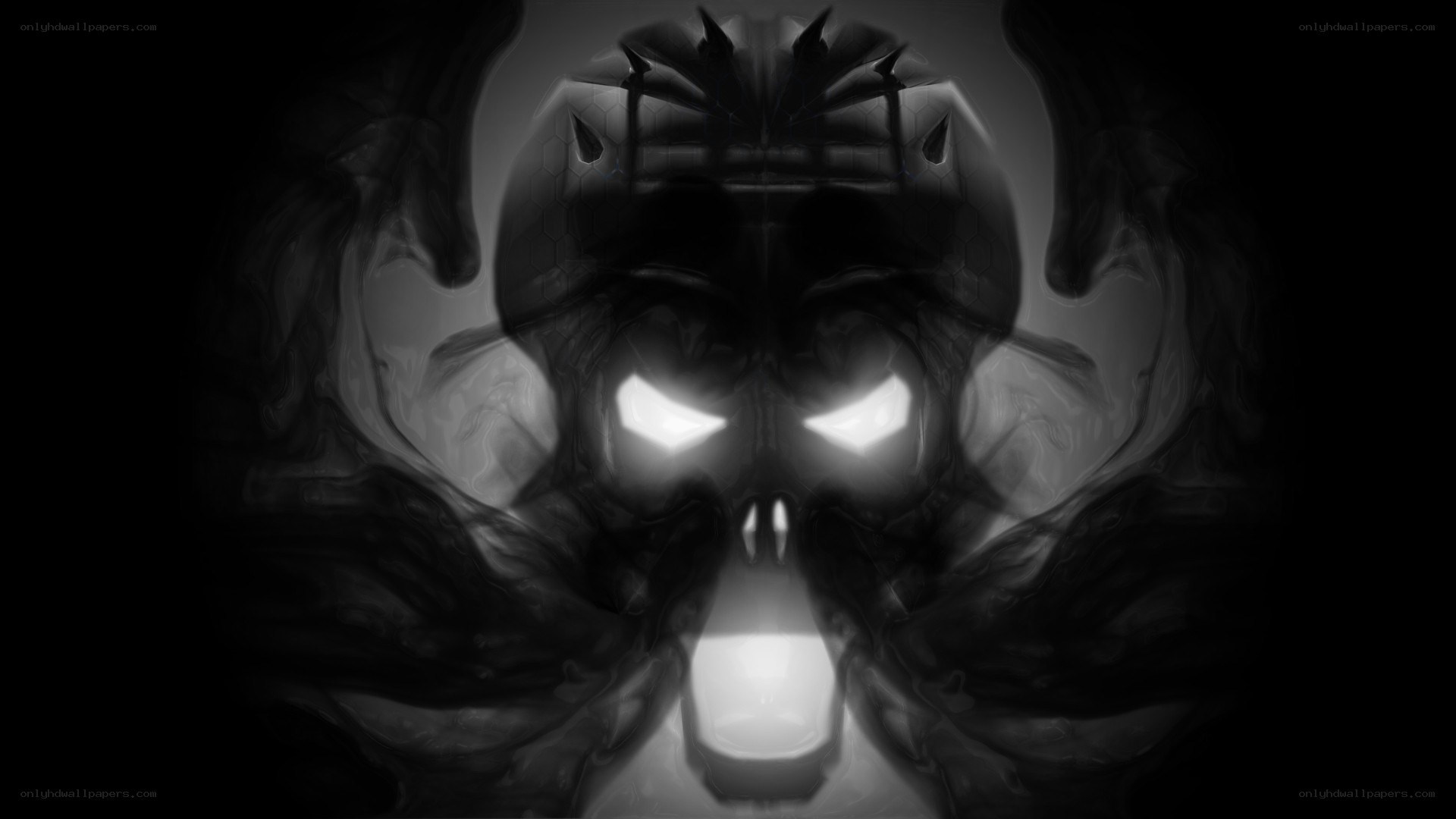 dark skull with glowing eyes