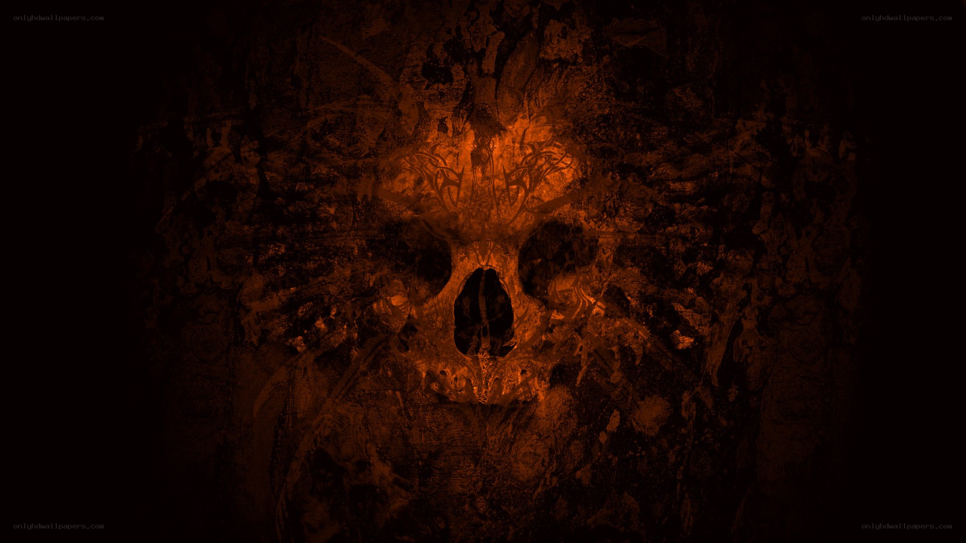dark skull with glowing eyes
