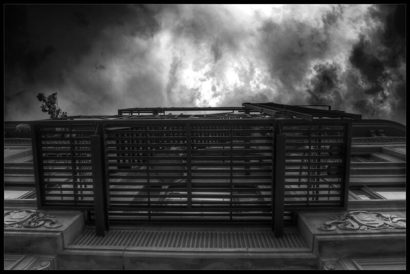 Dark sky over a balcony