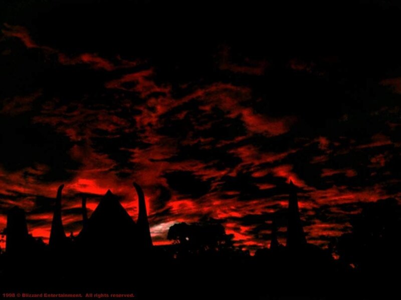 dark sky with silhouetted structures