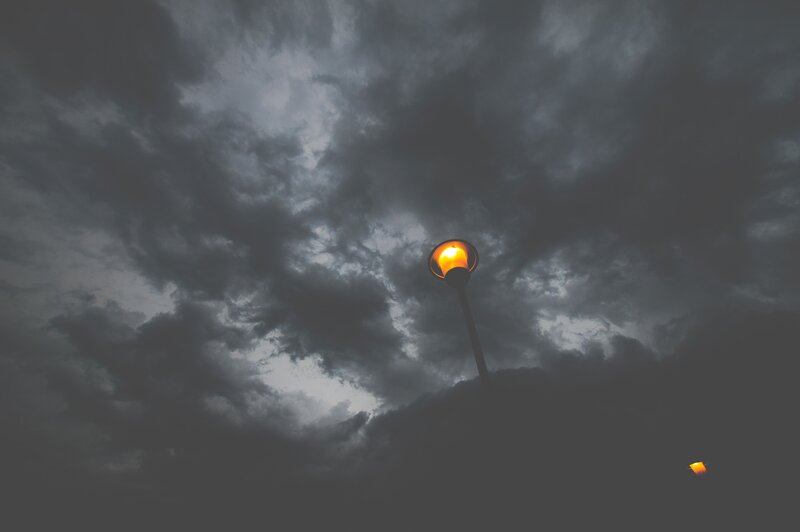 Dark sky with streetlights