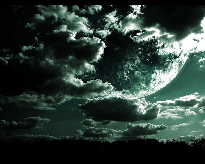dark sky with swirling moon