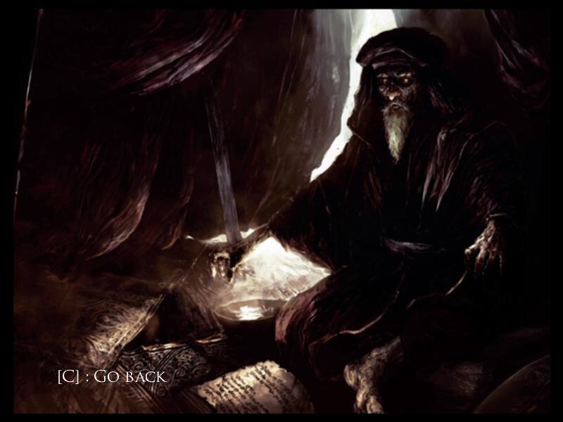 Dark sorcerer in a cave