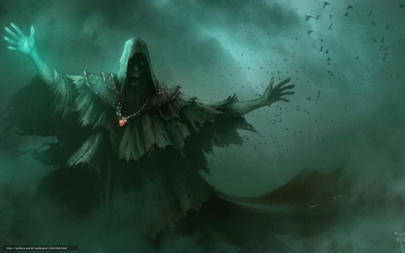 Dark sorcerer in a storm