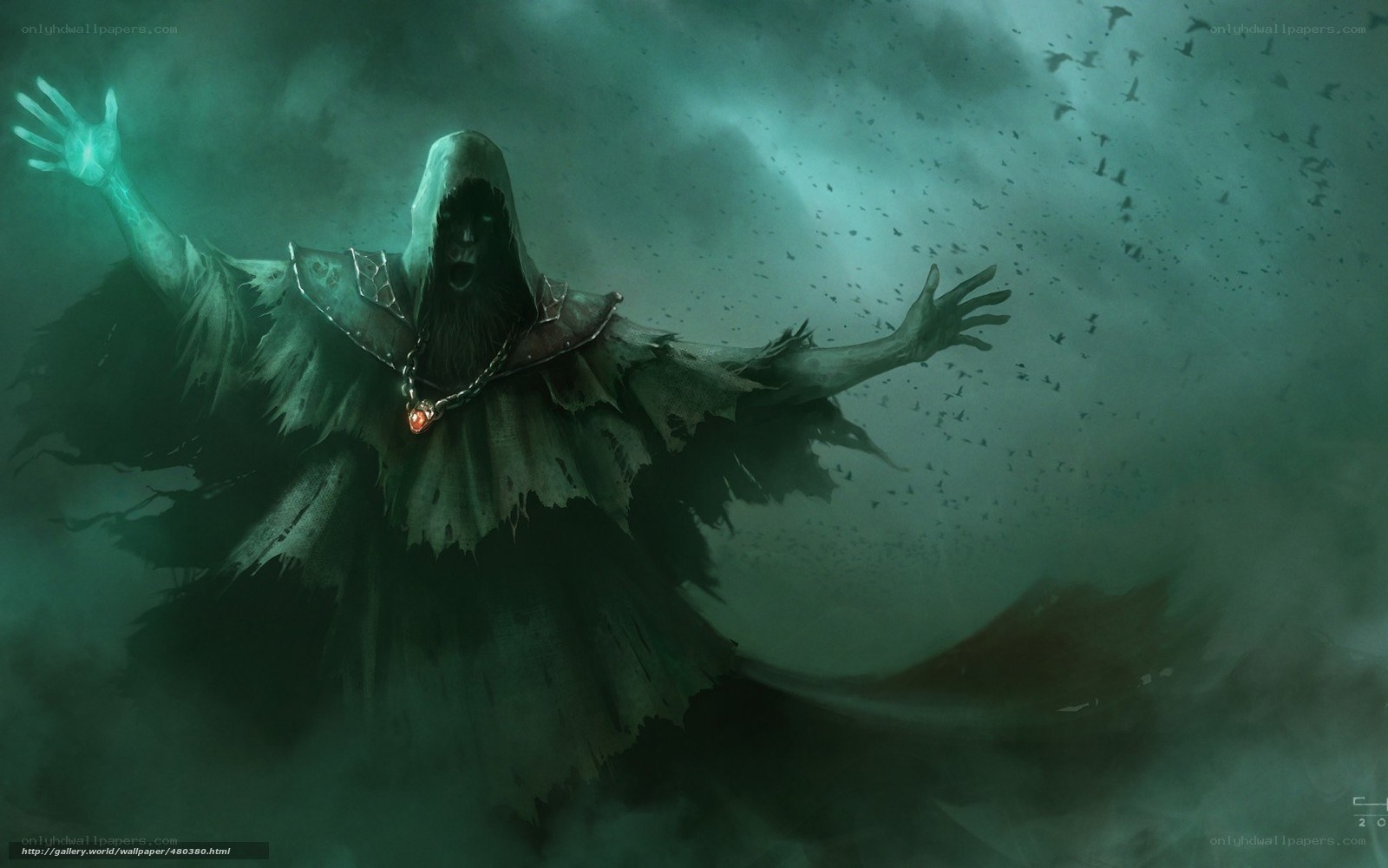 Dark sorcerer in a storm