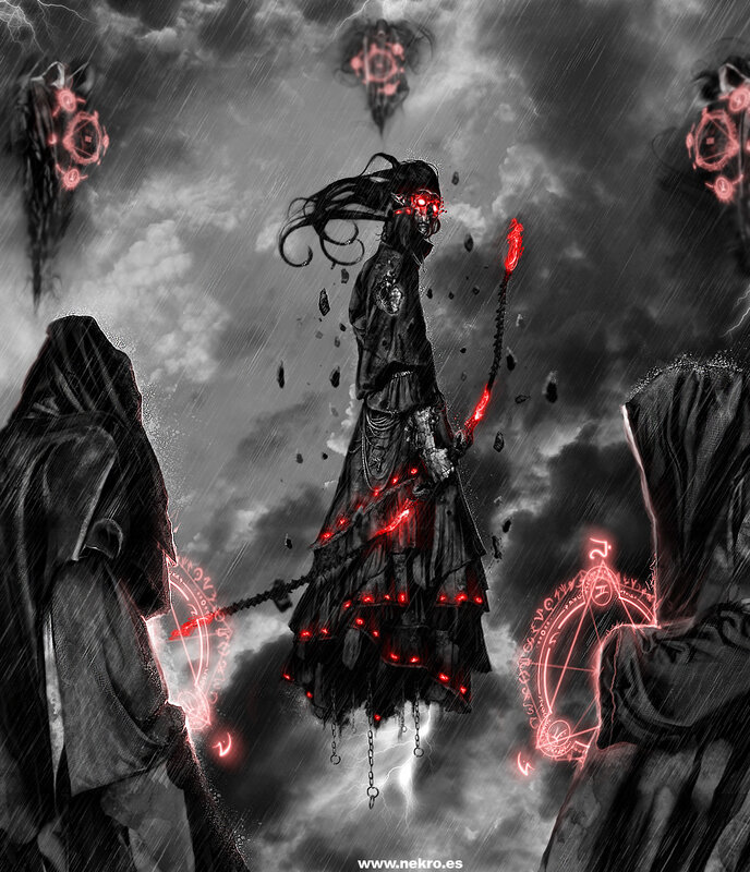Dark sorcerer in storm