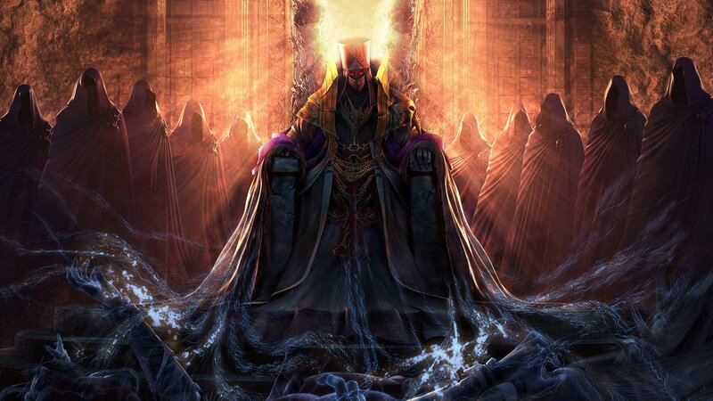 Dark Sorcerer on Throne — Black, Dramatic
