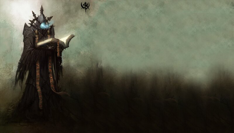 dark sorcerer reading ancient tome