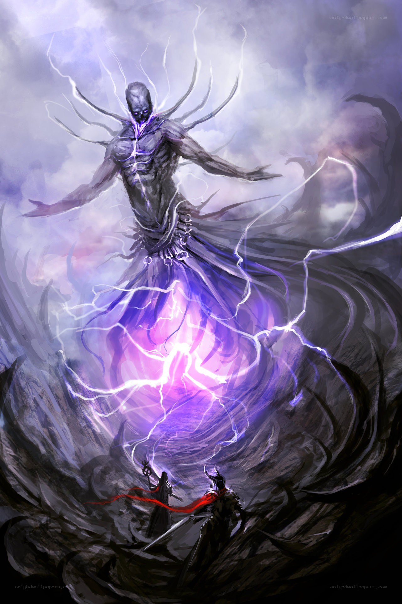 Dark sorcerer summoning lightning