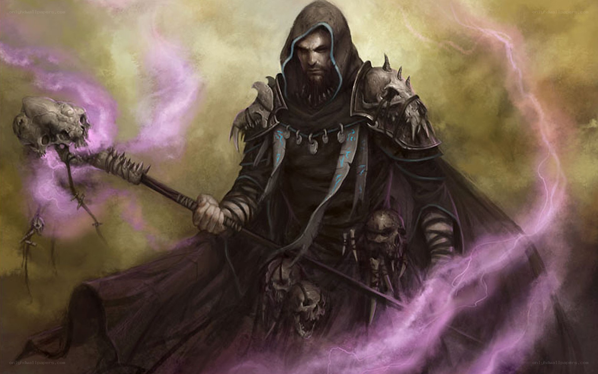 Dark sorcerer with skull staff