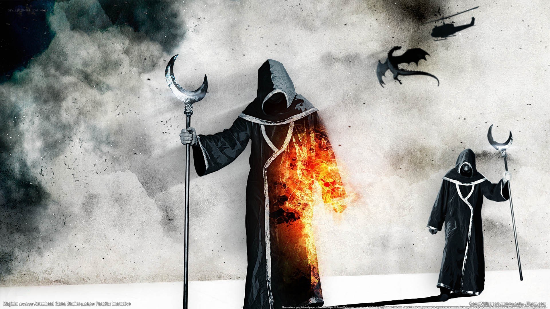 Dark sorcerers with staffs