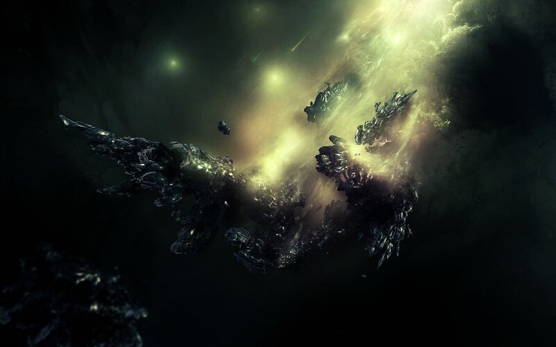 Dark space debris in nebula