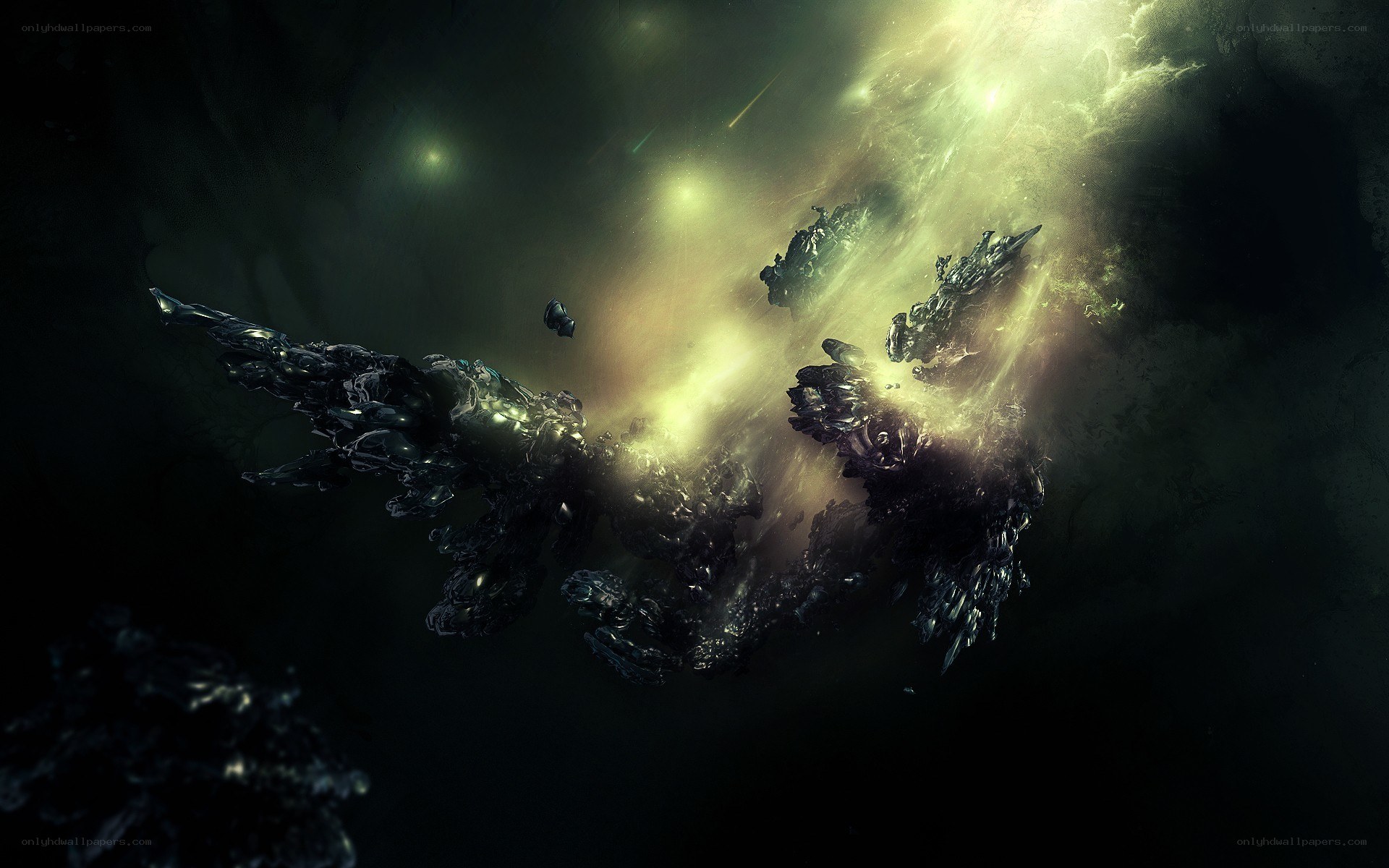 Dark space debris in nebula