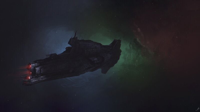 Dark Spaceship in Space — Black